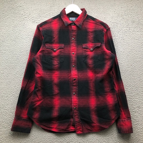 Polo Ralph Lauren Other - Polo Ralph Lauren Pearl Snap Button Up Shirt Men's M Long Sleeve Check Red Black